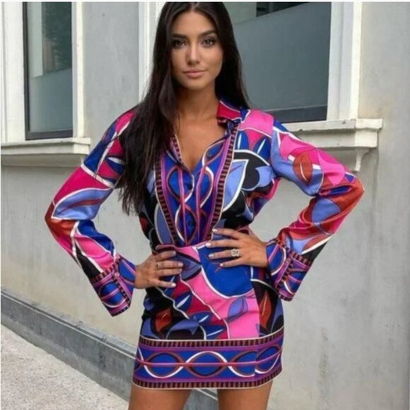 NEW Zara BLOGGER'S FAVE! Pucci Style Printed Mini Skirt, Size XS - Picture 5 of 16